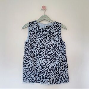 NWT Theory Straight Shell Top Slate Blue Multi Print Silk